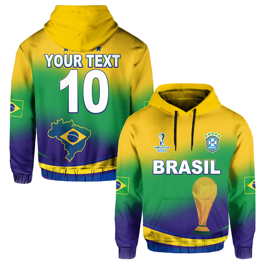 Custom Brazil Football Hoodie Soccer 2022 World Cup Selecao Brazil Campeao Style Color Flag