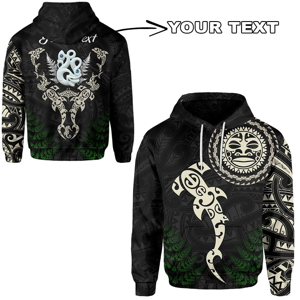 ( Personalised) Aotearoa Fern Hoodie Maori Manaia and Fish
