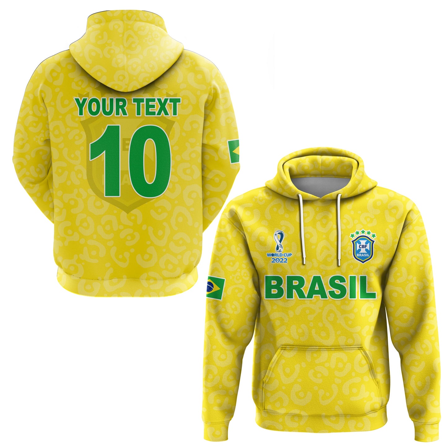 Custom Brazil Football Hoodie World Cup Champions Soccer 2022 Selecao Brazil Campeao