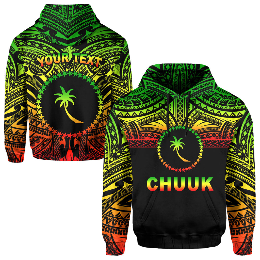 ( Personalised) Chuuk Flag Hoodie Micronesia Style Reggae