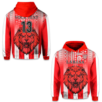 ( Personalised) Football LABASA FA Hoodie Red Lion Fiji Text and Number