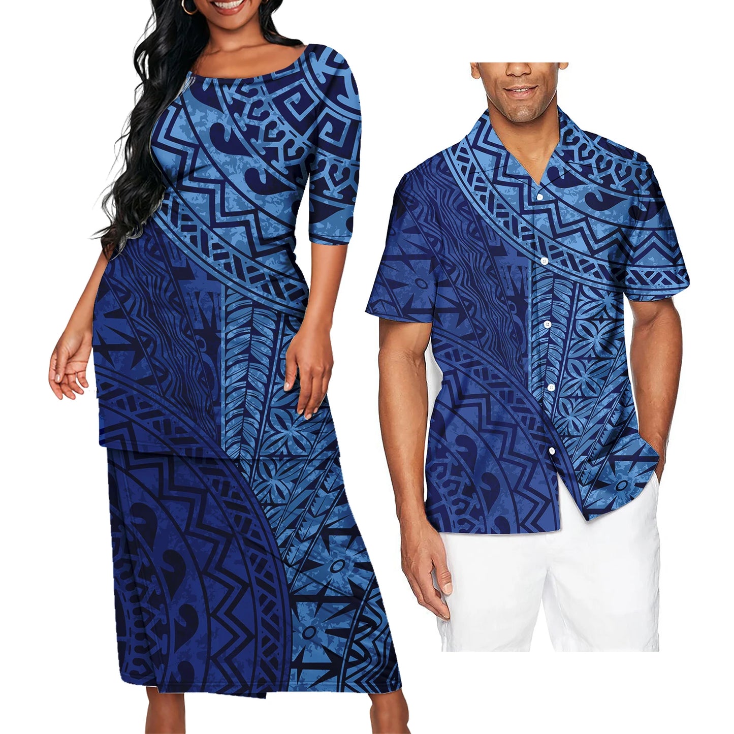 Polynesian Tribal Clothing Set Samoan Print Polynesian Tribal Matching Couple Outfit For Him Her