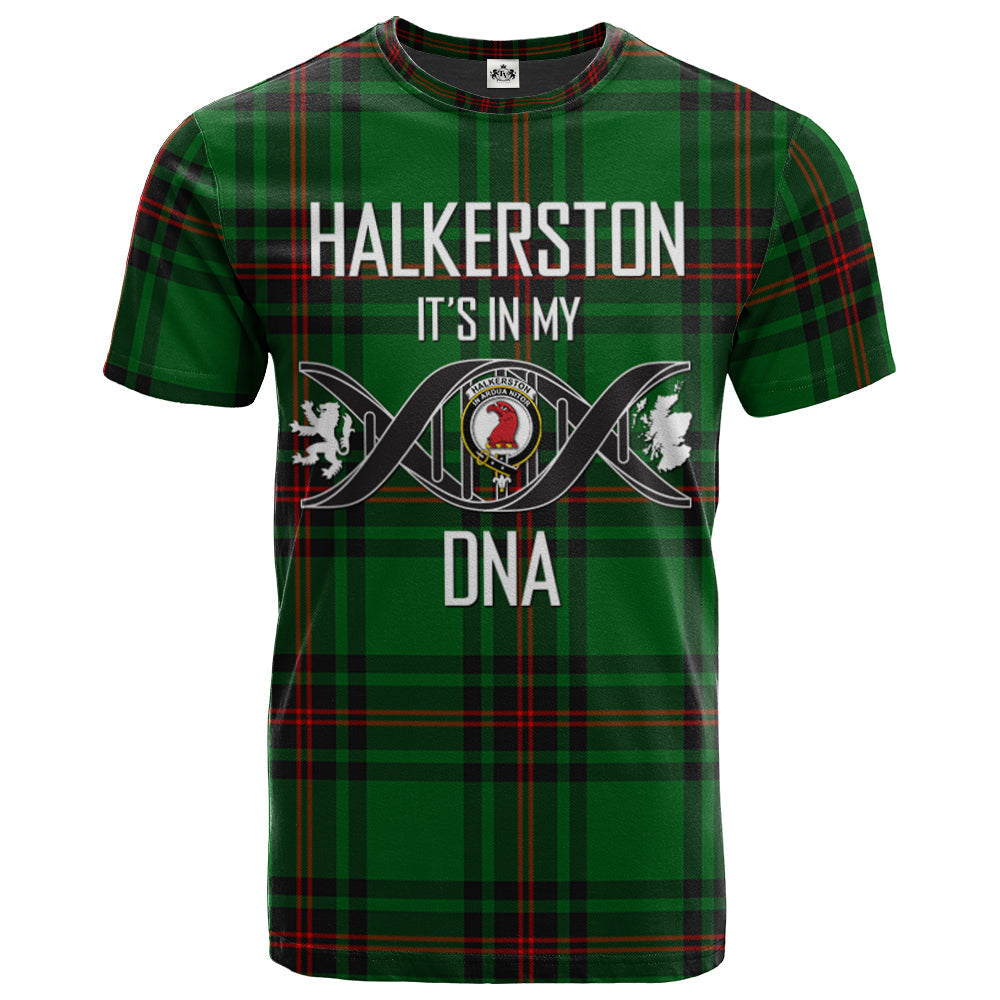 Printivon Halkerston Clan DNA In Me Tartan Crest T Shirt