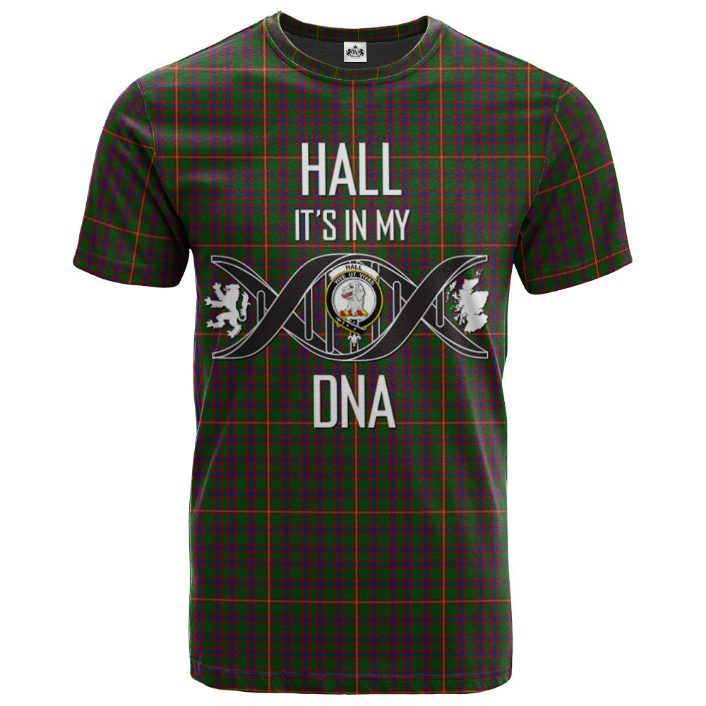 Printivon Hall Clan DNA In Me Tartan Crest T Shirt