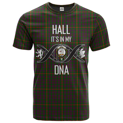Printivon Hall Clan DNA In Me Tartan Crest T Shirt
