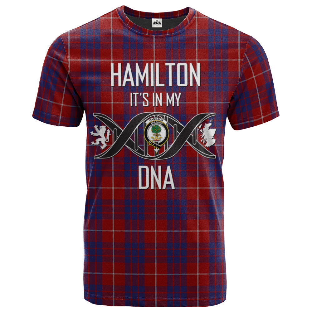 Printivon Hamilton Clan DNA In Me Tartan Crest T Shirt