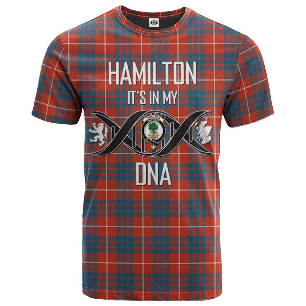 Printivon Hamilton Ancient Clan DNA In Me Tartan Crest T Shirt