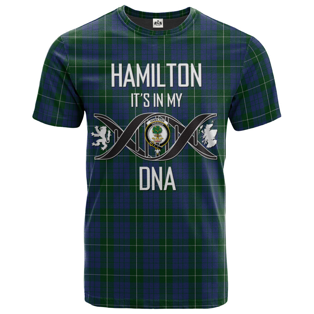 Printivon Hamilton Hunting Clan DNA In Me Tartan Crest T Shirt