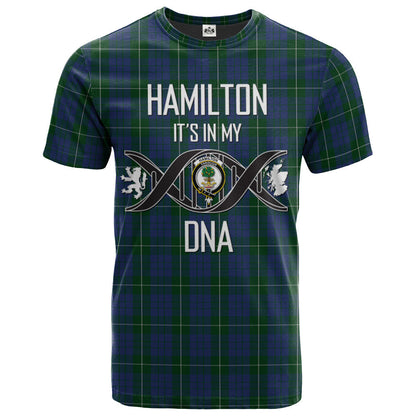 Printivon Hamilton Hunting Clan DNA In Me Tartan Crest T Shirt