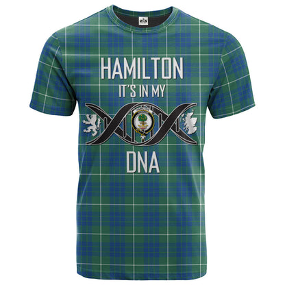 Printivon Hamilton Hunting Ancient Clan DNA In Me Tartan Crest T Shirt