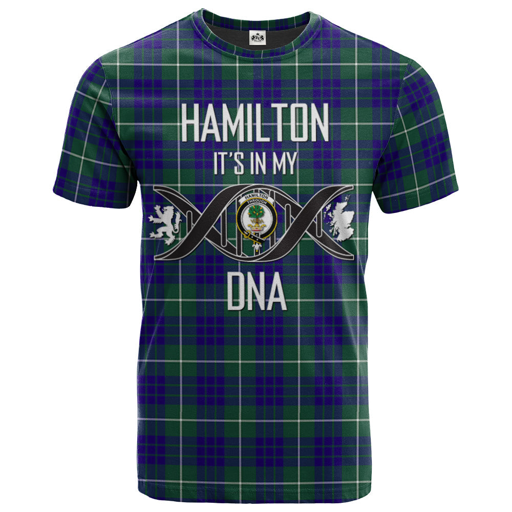 Printivon Hamilton Hunting Modern Clan DNA In Me Tartan Crest T Shirt