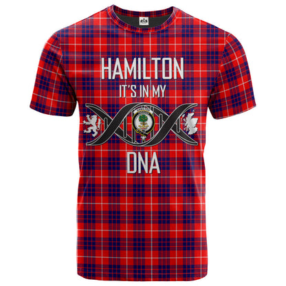 Printivon Hamilton Modern Clan DNA In Me Tartan Crest T Shirt