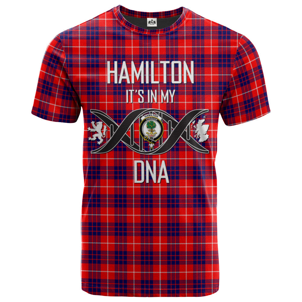Printivon Hamilton Modern Clan DNA In Me Tartan Crest T Shirt