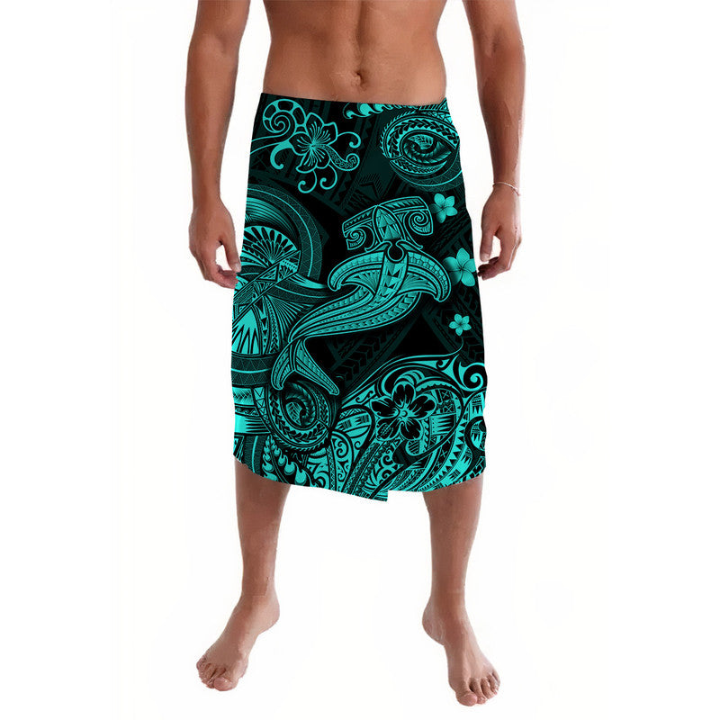 Hawaii Hammer Shark Polynesian Lavalava Unique Style - Turquoise