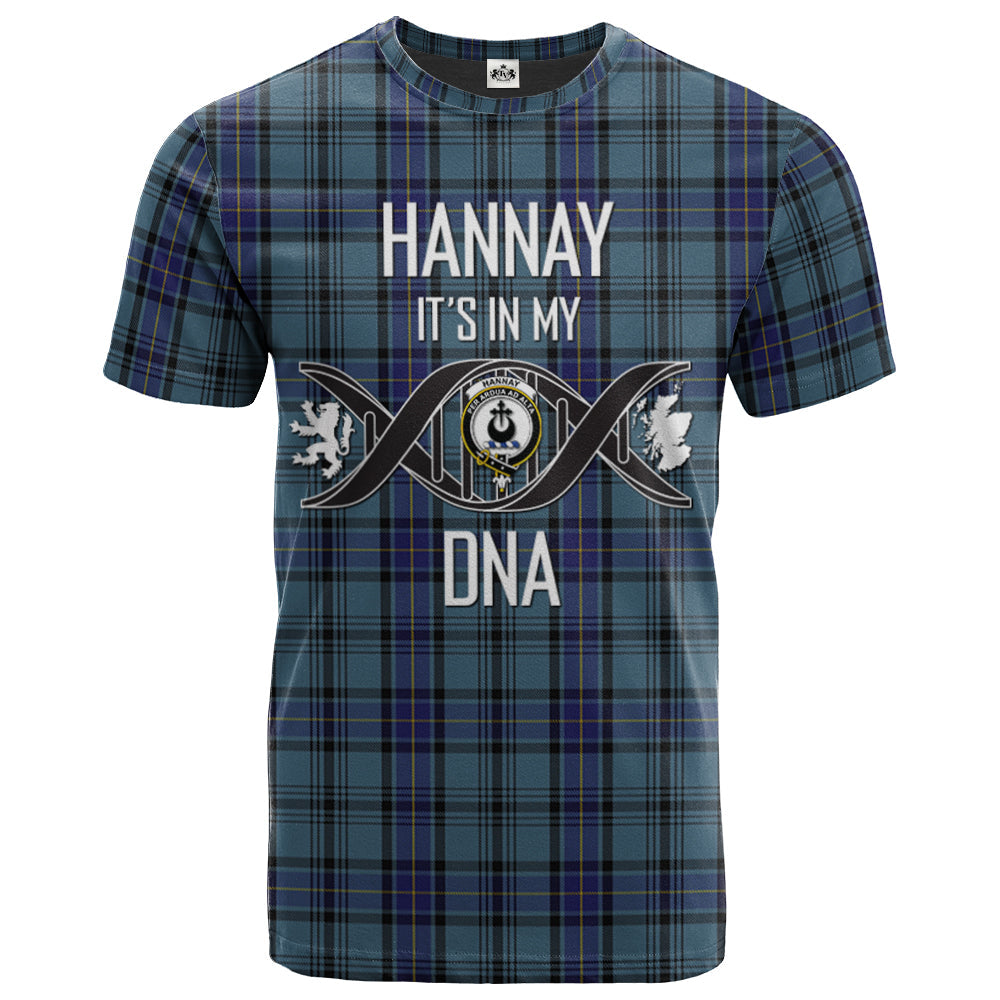 Printivon Hannay Blue Clan DNA In Me Tartan Crest T Shirt