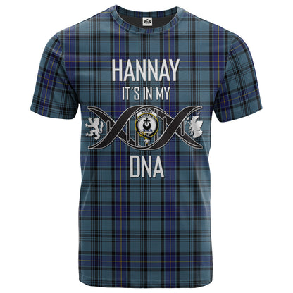 Printivon Hannay Blue Clan DNA In Me Tartan Crest T Shirt