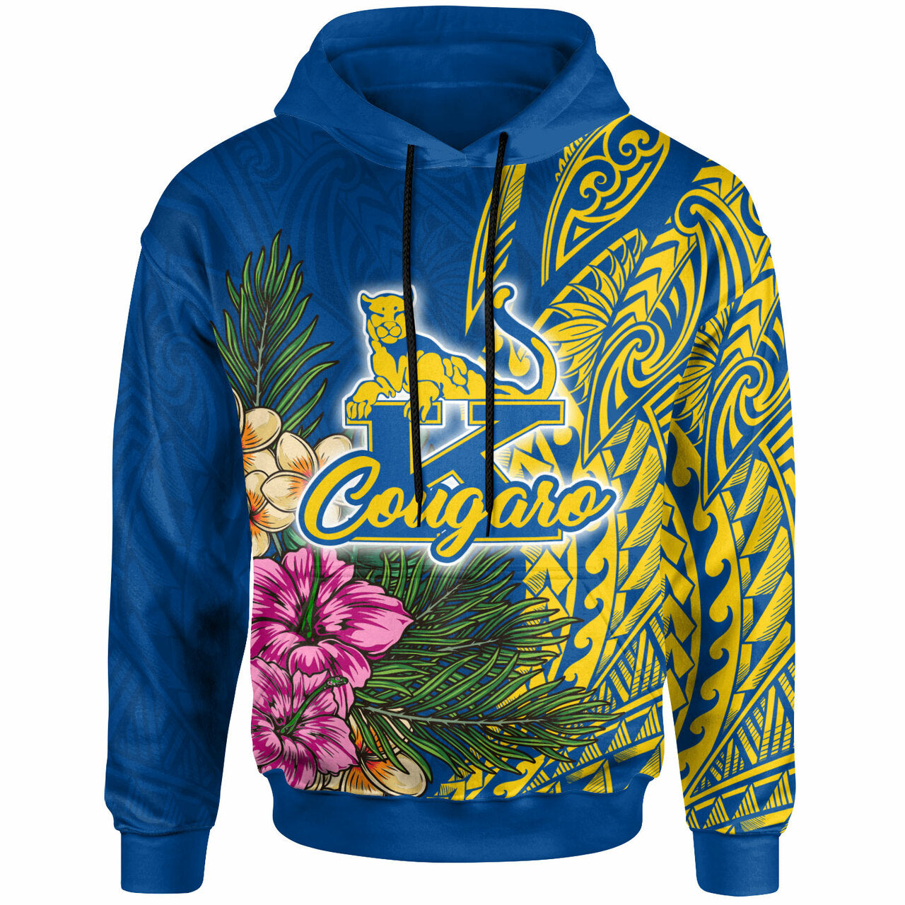 Hawaii Hoodie Henry J. Kaiser High School Hawaiian Flowers Wing Patterns