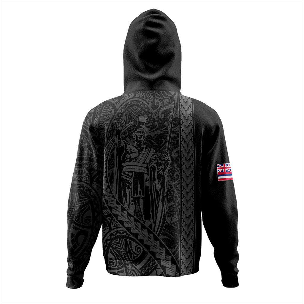 Hawaii Hoodie Tribal Polynesian King Kamehameha BLack Zip Hoodie All Over Print