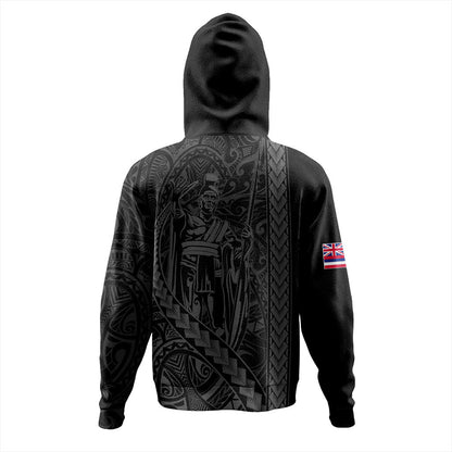 Hawaii Hoodie Tribal Polynesian King Kamehameha BLack Zip Hoodie All Over Print