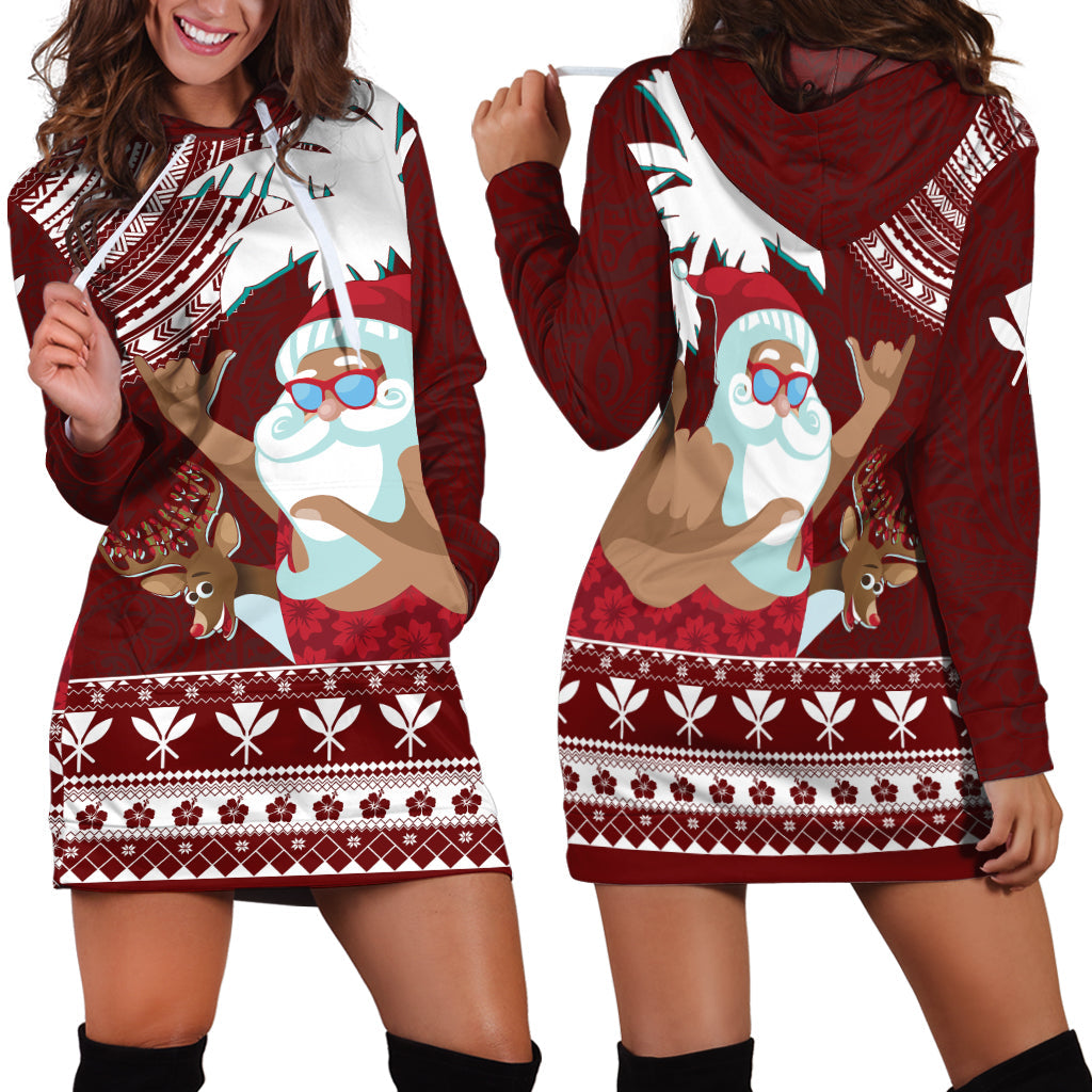 Tropical Christmas Tanned Santa Claus Hawaii Hoodie Dress