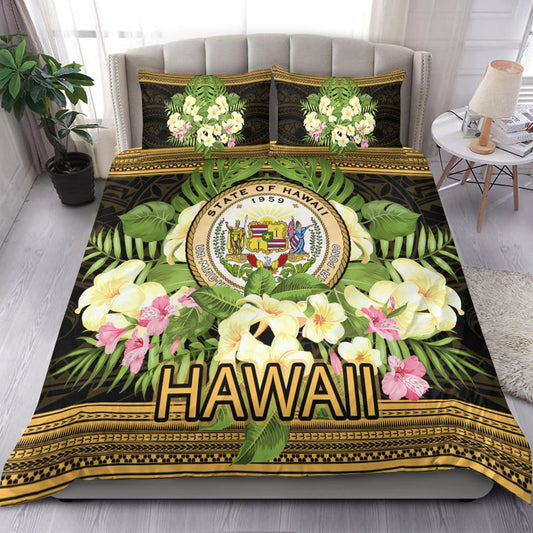 Hawaii Bedding Set Polynesian Gold Patterns Collection