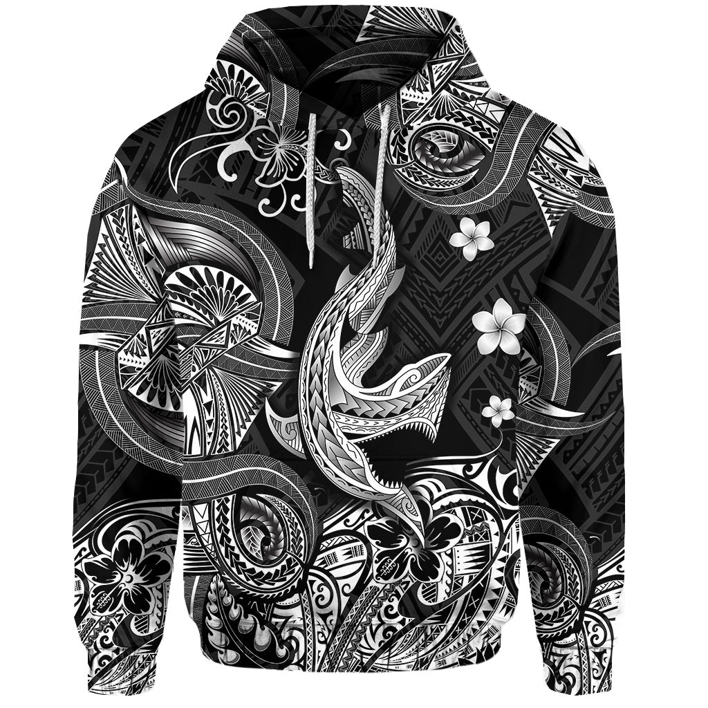 ( Personalised) Hawaii Angry Shark Polynesian Hoodie Unique Style Black