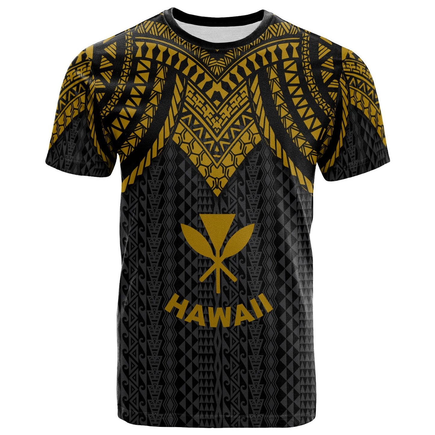 Hawaii T-Shirt Polynesian Armor Style Gold