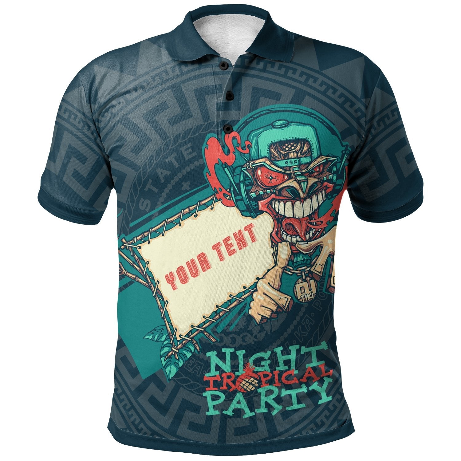 Hawaii Custom Personalized Polo Shirt - Tiki DJ Party