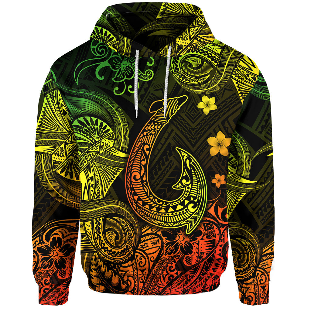 Hawaii Fish Hook Polynesian Hoodie Unique Style Reggae
