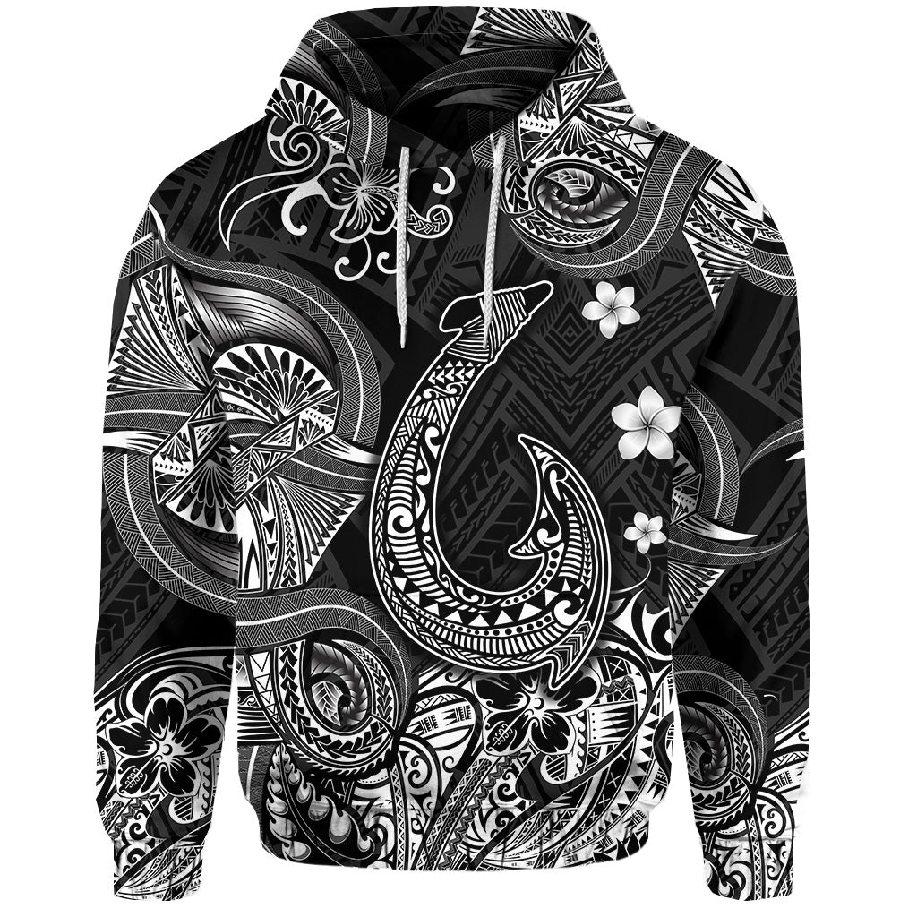 ( Personalised) Hawaii Fish Hook Polynesian Hoodie Unique Style Black