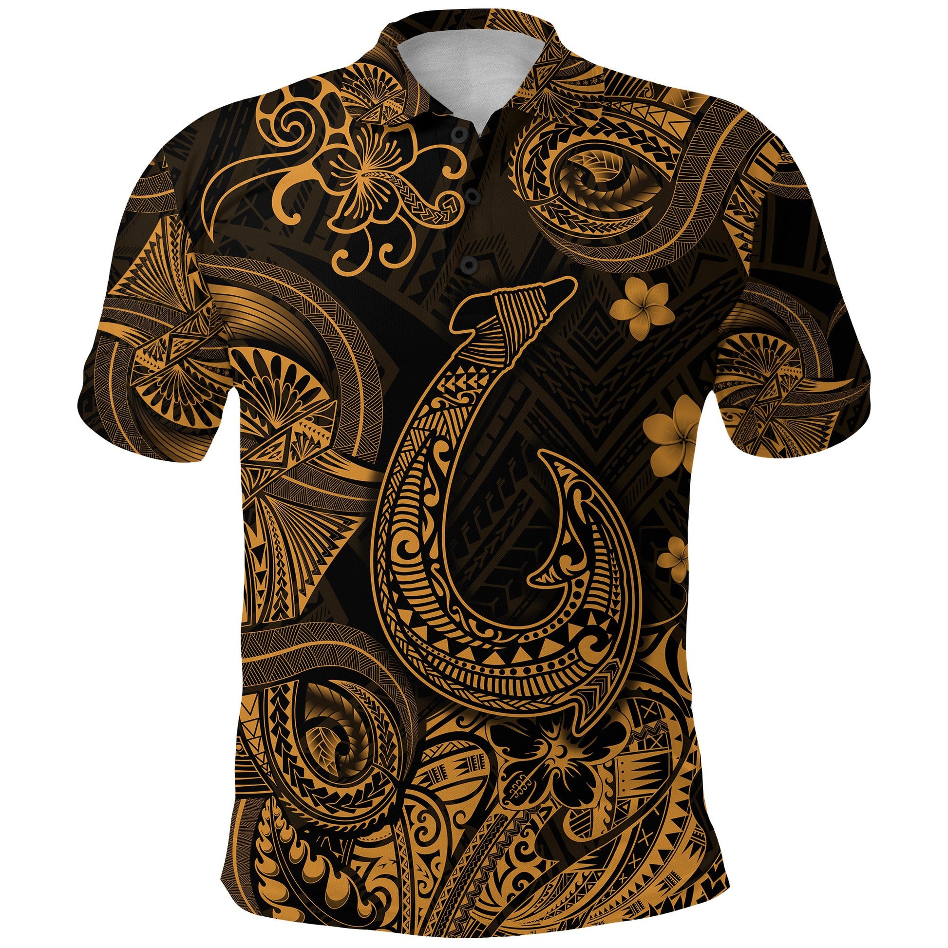 Hawaii Fish Hook Polynesian Polo Shirt Unique Style - Gold