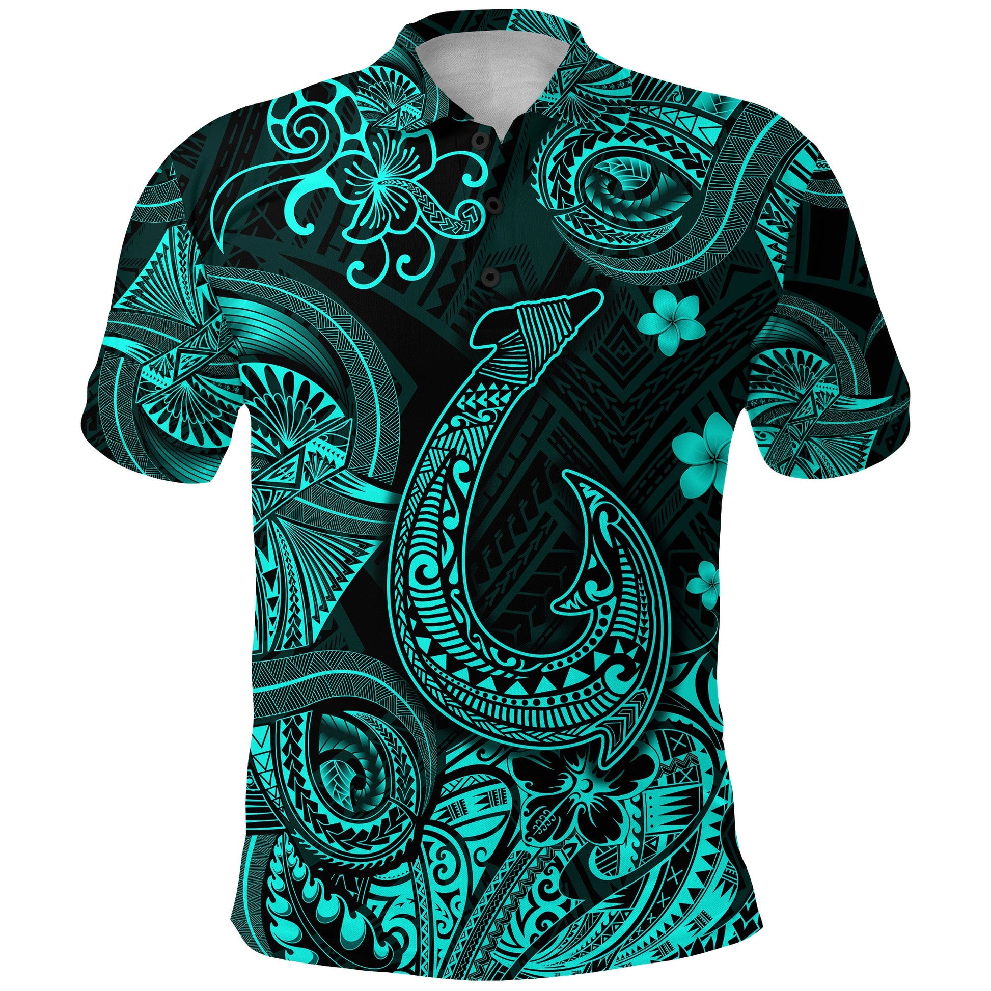 Hawaii Fish Hook Polynesian Polo Shirt Unique Style - Turquoise