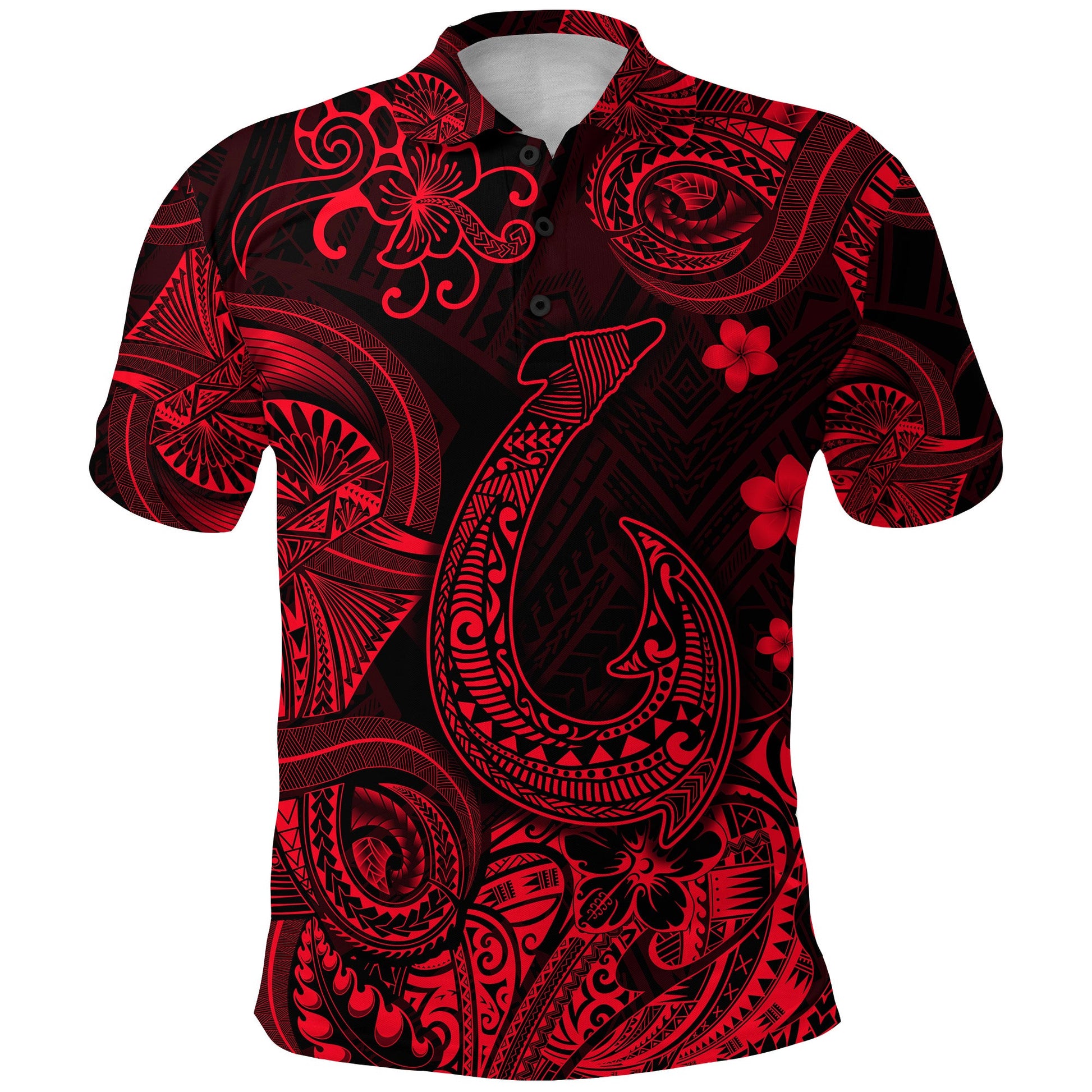 Hawaii Fish Hook Polynesian Polo Shirt Unique Style - Red