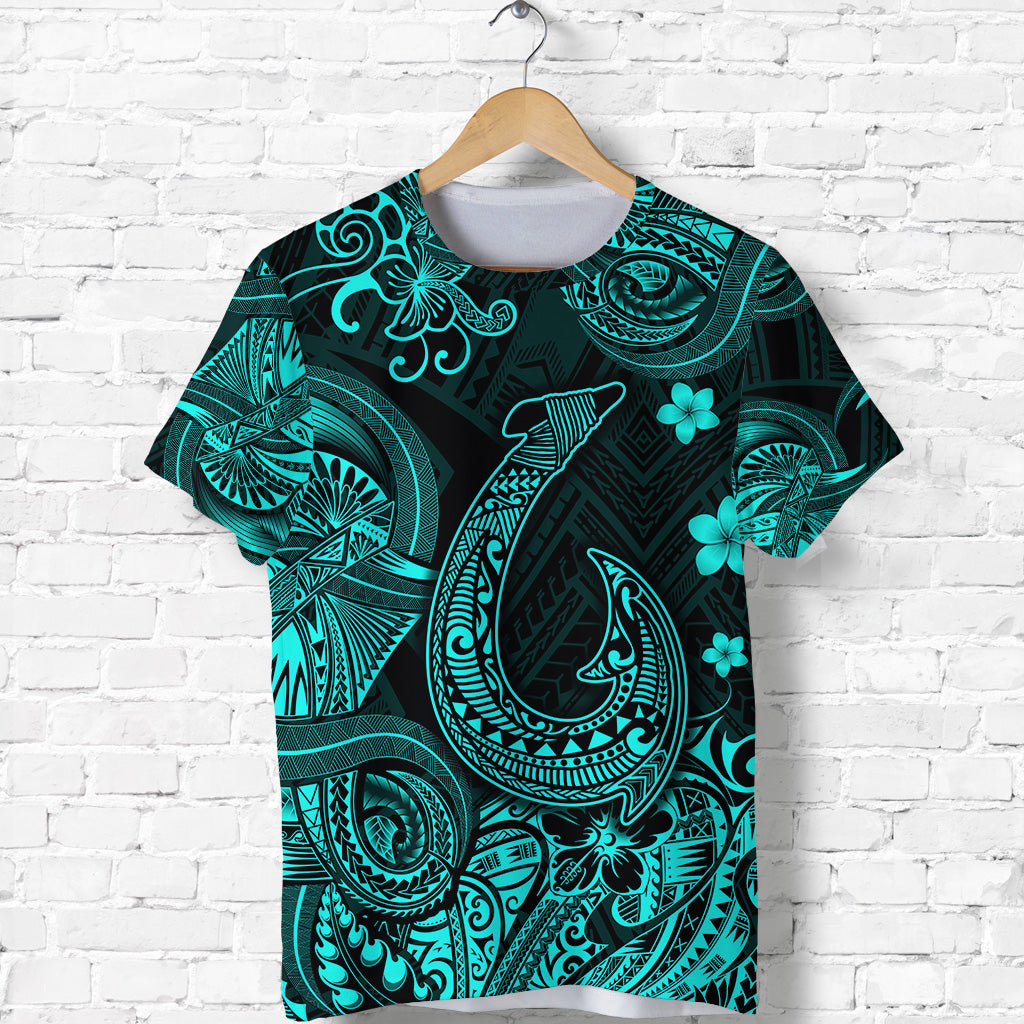 Hawaii Fish Hook Polynesian T Shirt Unique Style Turquoise