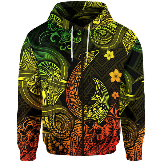 Hawaii Fish Hook Polynesian Zip Hoodie Unique Style Reggae