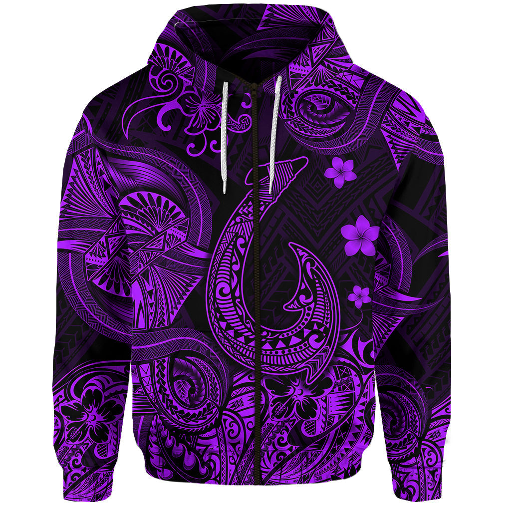 Hawaii Fish Hook Polynesian Zip Hoodie Unique Style Purple