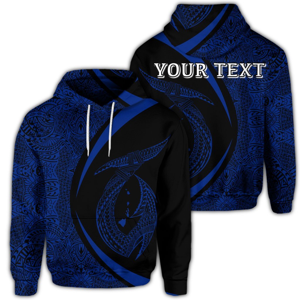 (Personalised) Hawaii Fish Hook Polynesian Hoodie Circle Style Blue AH