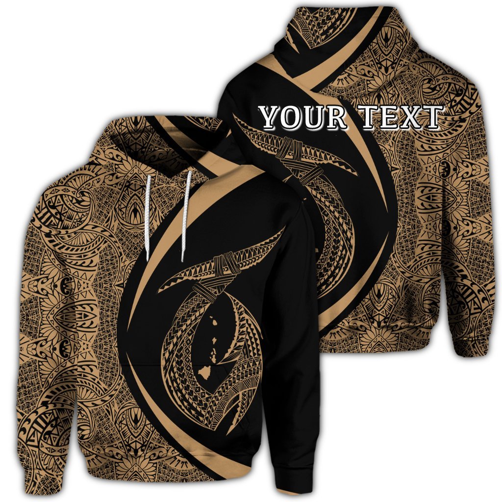 Personalised Hawaii Fish Hook Polynesian Hoodie Circle Style Gold AH