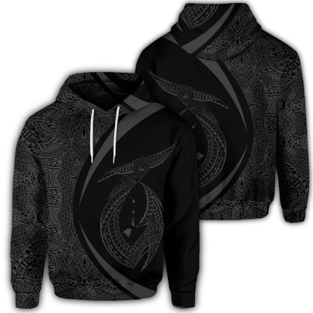 Hawaiian Fish Hook Polynesian Hoodie Circle Style Gray