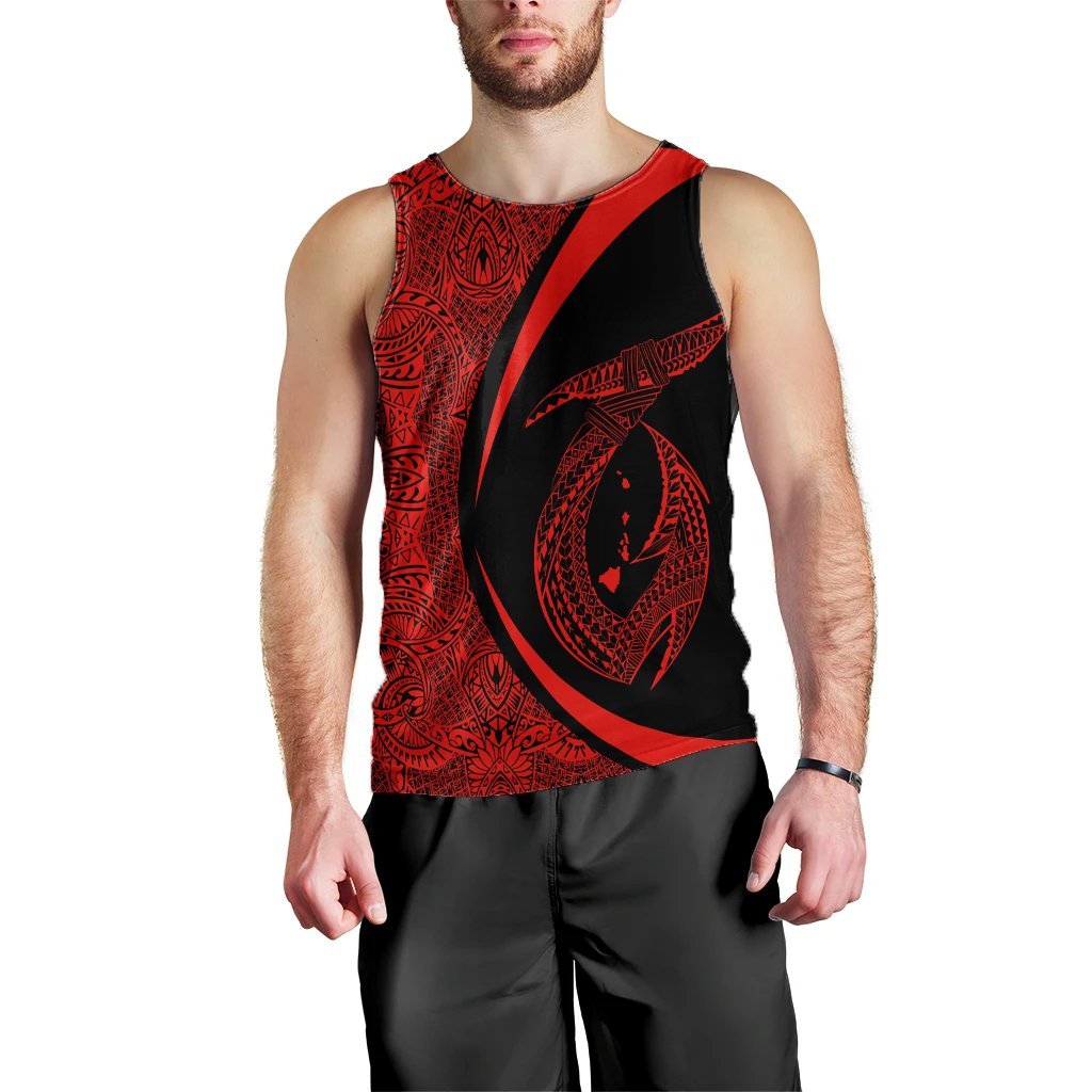 Hawaii Fish Hook Polynesian Tank Top Circle Style Red AH