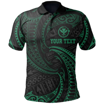 Hawaii Polynesian Custom Personalised Polo Shirt - Green Tribal Wave
