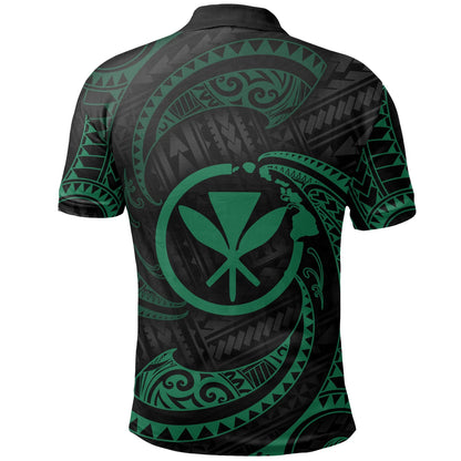 Hawaii Polynesian Custom Personalised Polo Shirt - Green Tribal Wave