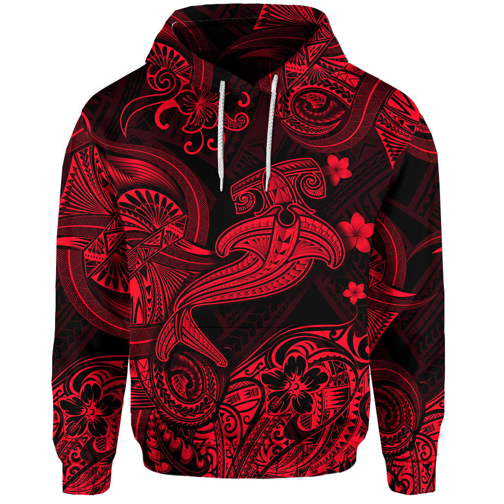 ( Personalised) Hawaii Hammer Shark Polynesian Hoodie Unique Style Red