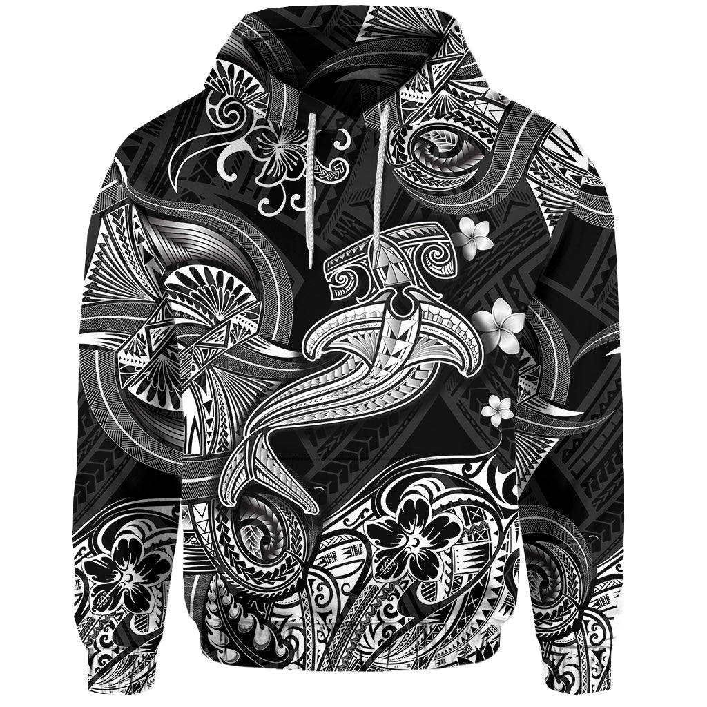 ( Personalised) Hawaii Hammer Shark Polynesian Hoodie Unique Style Black
