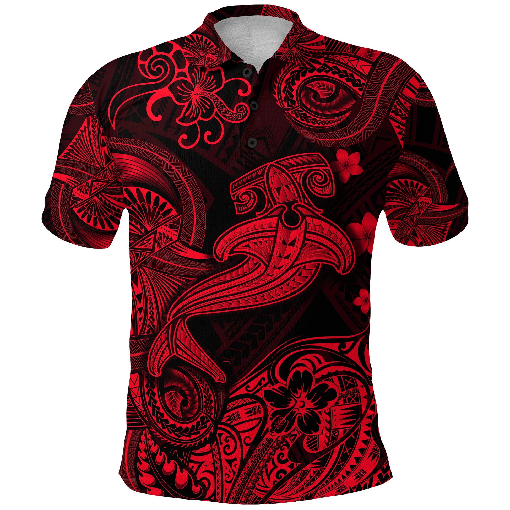 Hawaii Hammer Shark Polynesian Polo Shirt Unique Style - Red