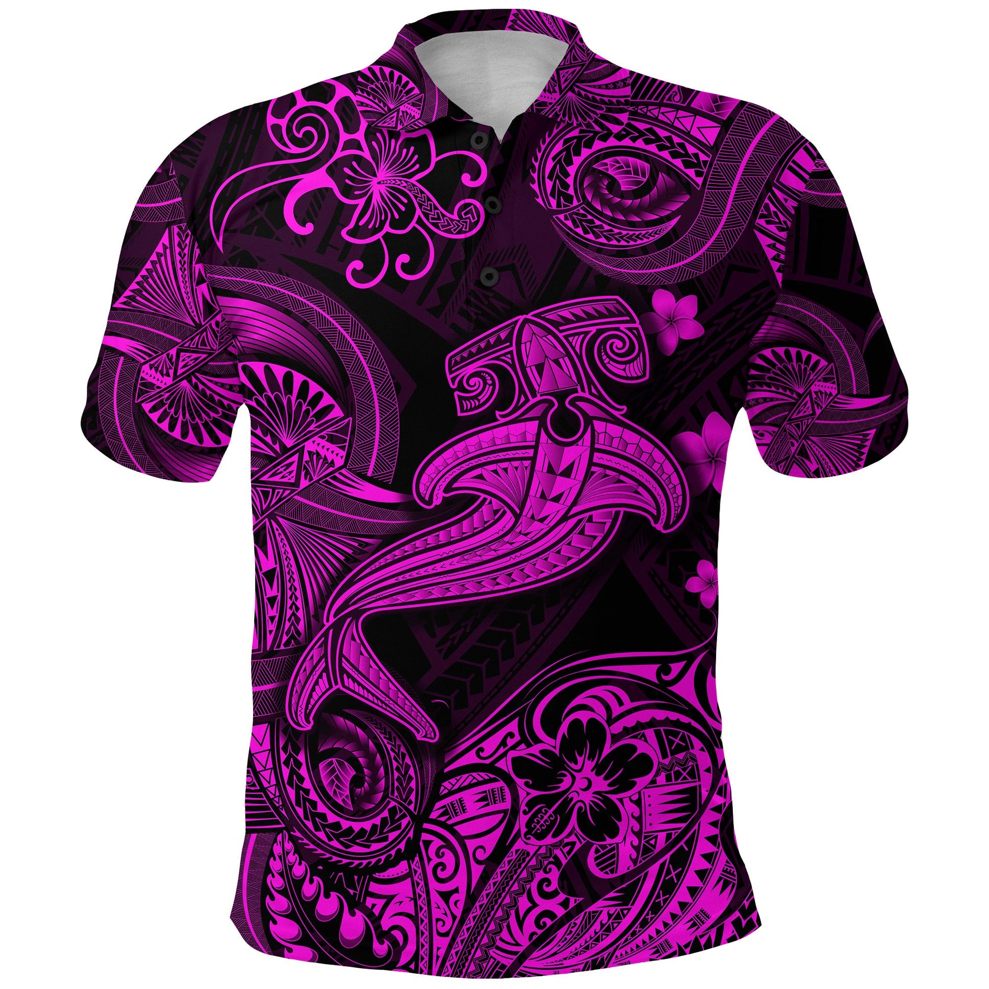 Hawaii Hammer Shark Polynesian Polo Shirt Unique Style - Pink