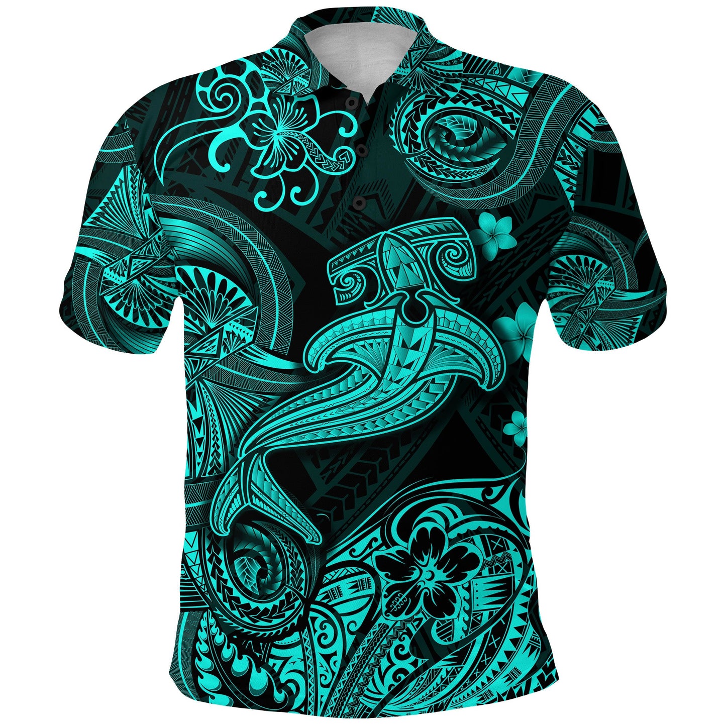 Hawaii Hammer Shark Polynesian Polo Shirt Unique Style - Turquoise