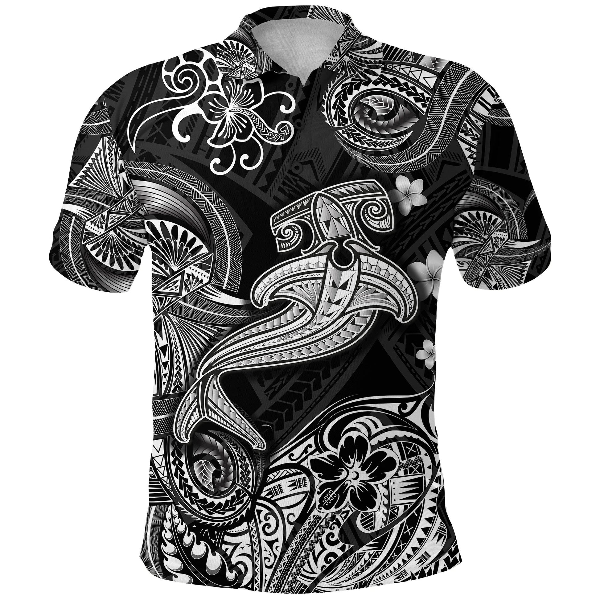 Hawaii Hammer Shark Polynesian Polo Shirt Unique Style - Black Shirt