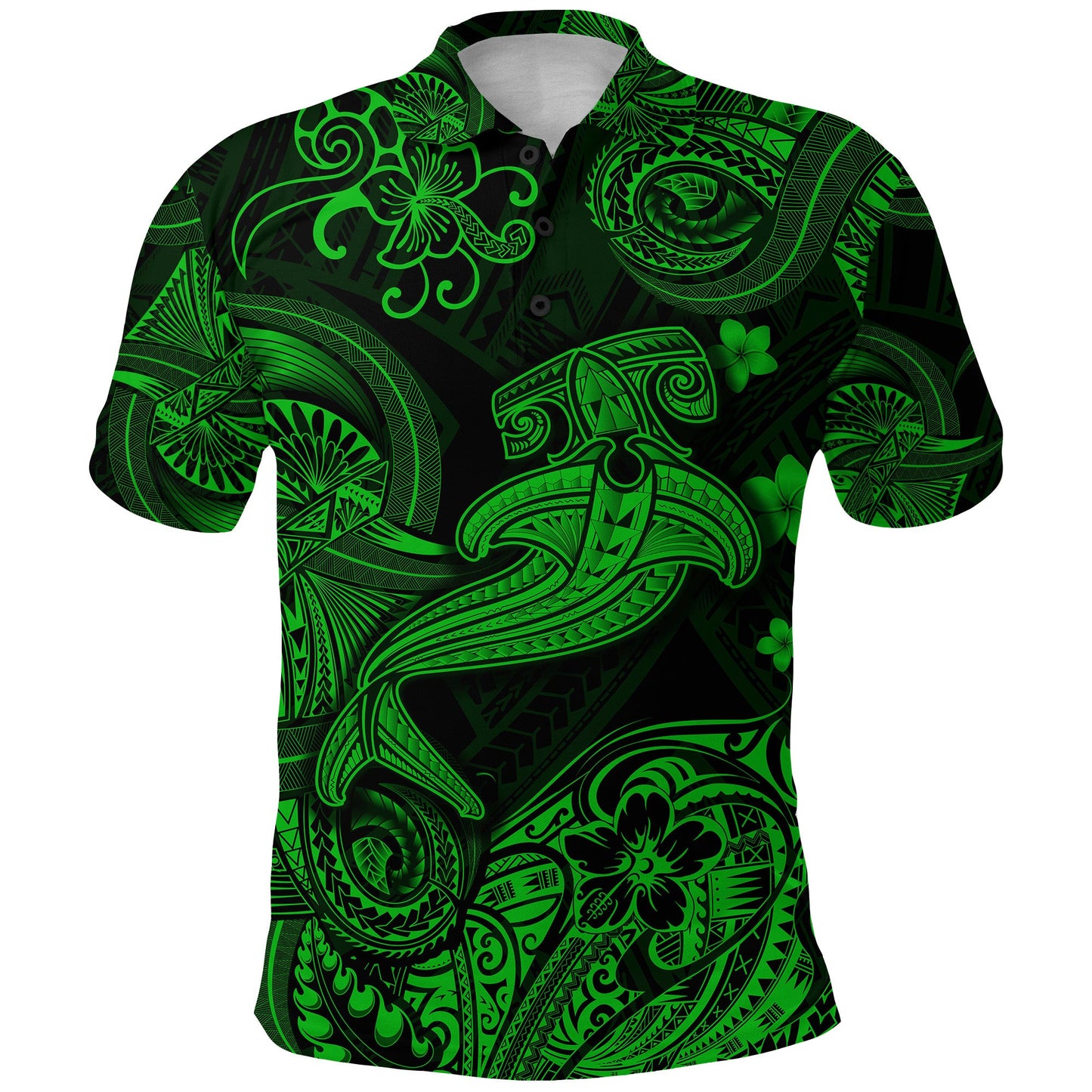 Hawaii Hammer Shark Polynesian Polo Shirt Unique Style - Green