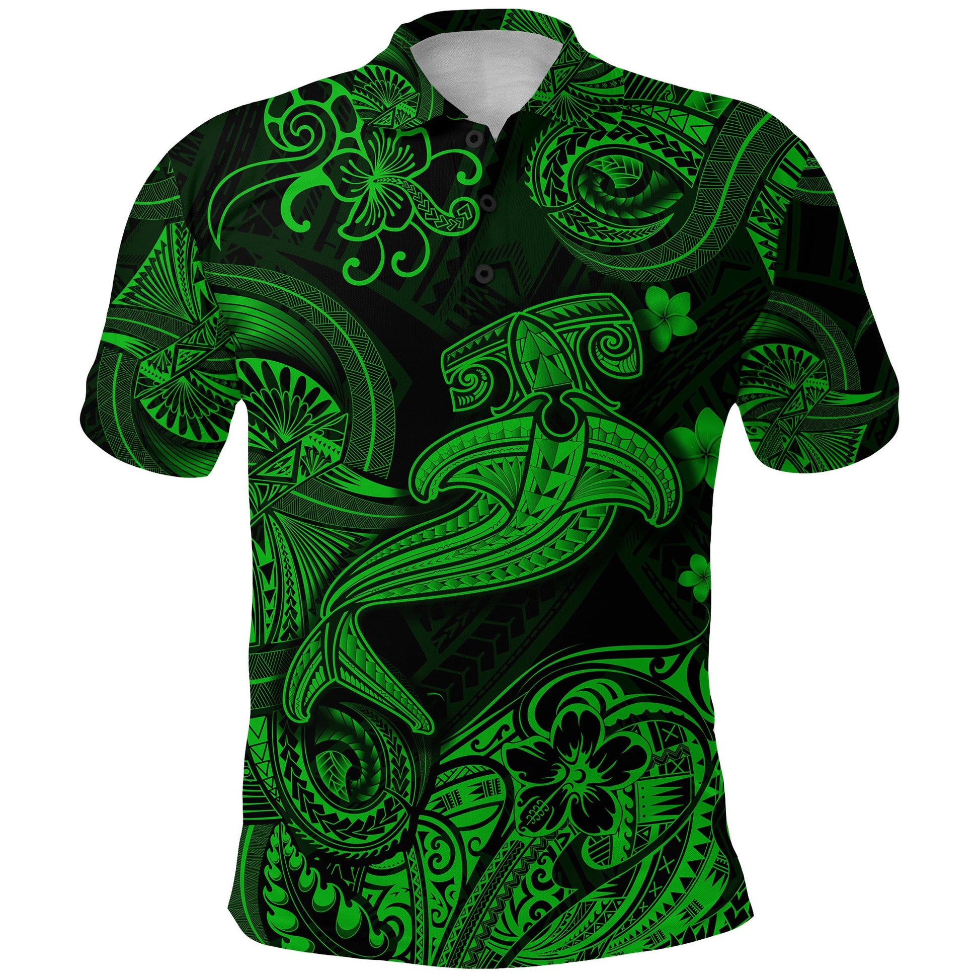 Hawaii Hammer Shark Polynesian Polo Shirt Unique Style - Green